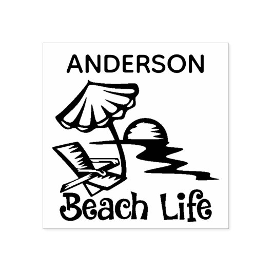 Beach Life 2 x 2 inch Rubber Stempel (Afrduk)