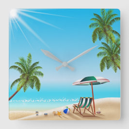 BEACH LIFE. BEACH BALL EN SUN UMBRELLA VIERKANTE KLOK