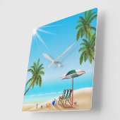 BEACH LIFE. BEACH BALL EN SUN UMBRELLA VIERKANTE KLOK (Hoek)