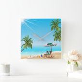 BEACH LIFE. BEACH BALL EN SUN UMBRELLA VIERKANTE KLOK (Huis)