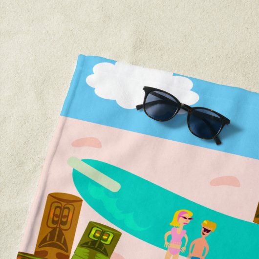 Beach Life Beach Party Karakter Illustratie Strandlaken (In situ)