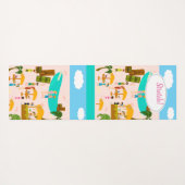 Beach Life Beach Party Tiki Cartoon Illustratie Yogamat (Achterkant (horizontaal))