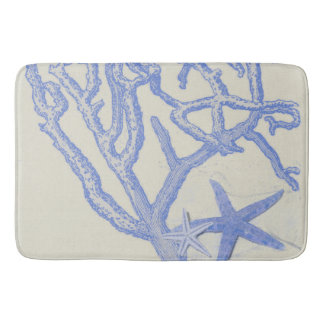 Beach Life Blauw Koraal Zeester op Crème Badmat