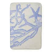 Beach Life Blauw Koraal Zeester op Crème Badmat (Voorkant Verticaal)