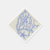 Beach Life Blauw Koraal Zeester op Crème Servet (Hoek)