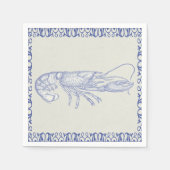 Beach Life Blauwe kreeft op crème Servetten (Voorkant)