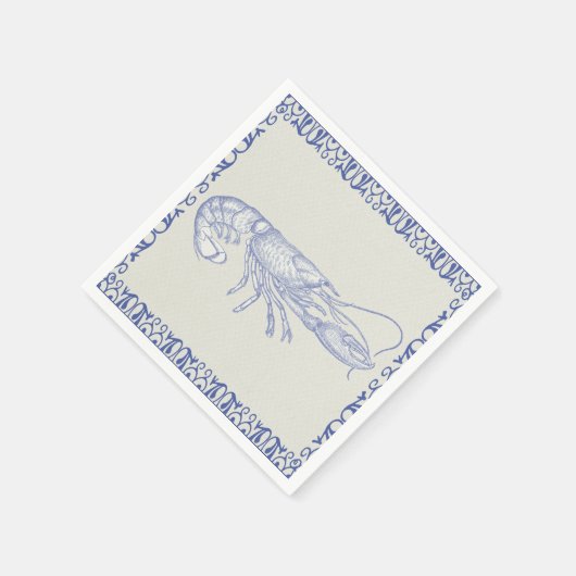 Beach Life Blauwe kreeft op crème Servetten (Hoek)