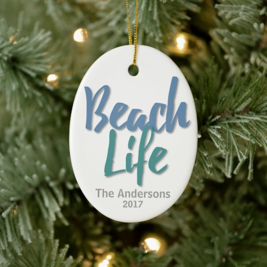 Beach Life Blue en Blauwgroen Keramisch Ornament (Boom)