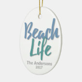 Beach Life Blue en Blauwgroen Keramisch Ornament (Links)