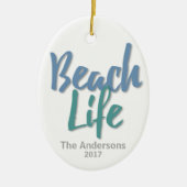 Beach Life Blue en Blauwgroen Keramisch Ornament (Voorkant)