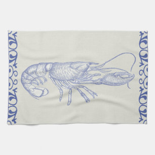 Beach Life Blue Lobster op Cream Theedoek