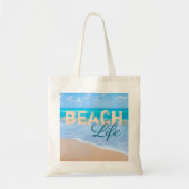 Beach Life. Blue Sky Tropical Paradise Aqua Ocean Tote Bag (Voorkant)