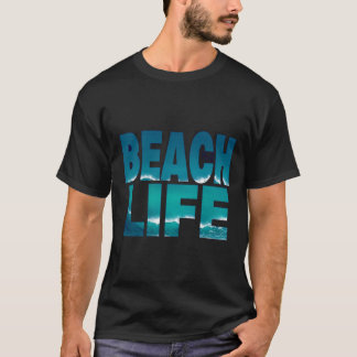 BEACH LIFE Bold Typografie Ocean Wave Design T-shirt