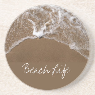 Beach Life Citeert Waves Sandy Ocean Water Schilde Zandsteen Onderzetter