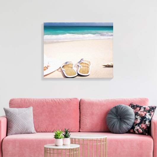 "BEACH LIFE" Dromen van het Zee en Zandwandkunst Canvas Afdruk (Insitu (Woonkamer))