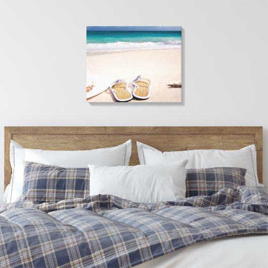 "BEACH LIFE" Dromen van het Zee en Zandwandkunst Canvas Afdruk (Insitu (Slaapkamer))