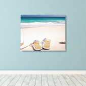 "BEACH LIFE" Dromen van het Zee en Zandwandkunst Canvas Afdruk (Insitu (Houten vloer))