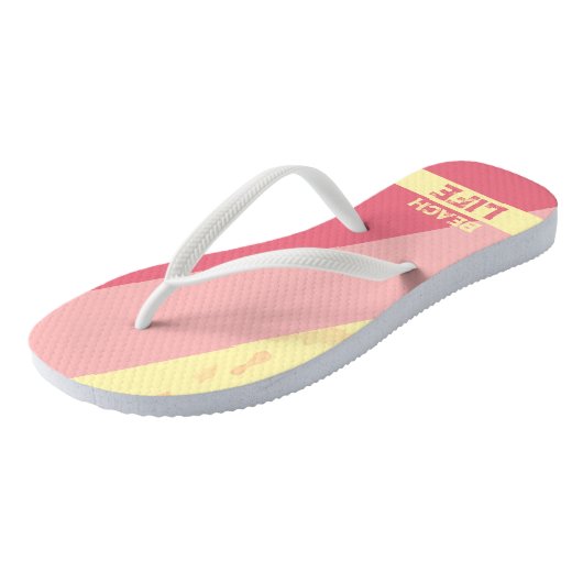 Beach Life - Geometrische Happy Pink Yellow Teenslippers (Schuin)