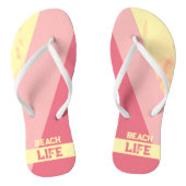 Beach Life - Geometrische Happy Pink Yellow Teenslippers (Voetbed)