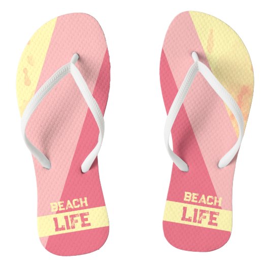 Beach Life - Geometrische Happy Pink Yellow Teenslippers (Voetbed)