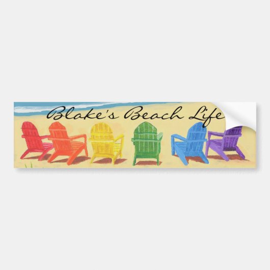 Beach Life gepersonaliseerde Bumpersticker (Voorkant)
