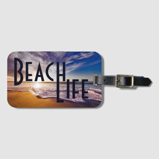 Beach Life Golden Sandy Beach met Surf Bagagelabel (Voorkant (horizontaal))