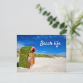 Beach life Green Beach-stoelfoto met tekst Briefkaart (Staand voorkant)