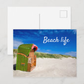 Beach life Green Beach-stoelfoto met tekst Briefkaart (Voorkant / Achterkant)