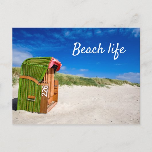 Beach life Green Beach-stoelfoto met tekst Briefkaart (Voorkant)