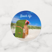 Beach life Green Beach-stoelfoto met tekst Confetti (Kleine voorkant)