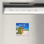Beach life Green Beach-stoelfoto met tekst Magneet (Insitu (Vaatwasser))