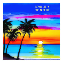 Beach Life is het beste leven. Palmboom, oceaan, z Foto Afdruk