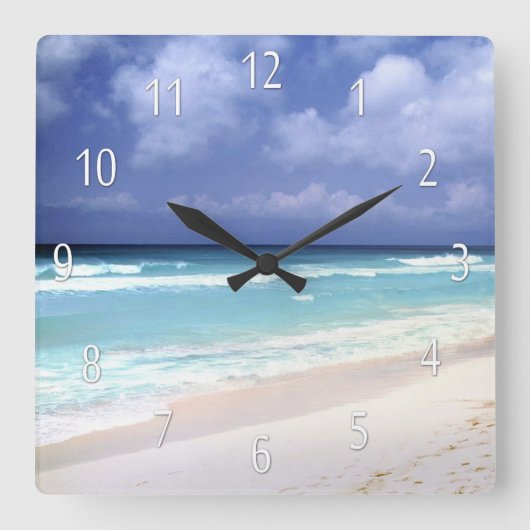 Beach Life Ocean Uitzicht Clock Vierkante Klok (Voorkant)