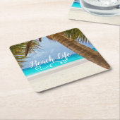 Beach Life Onderzetters - Palmbomen & Turkoois Wat (Schuin)