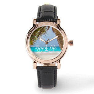 Beach Life Palm Tree Horloge