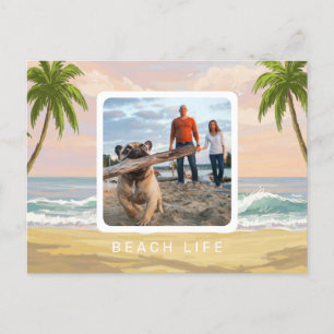 Beach Life Pastel Waterverf, 1 foto Briefkaart
