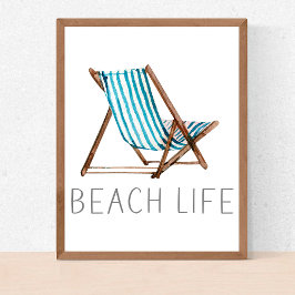 Beach Life Quote Nautical Beach Zomerstoel Poster