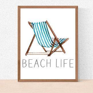 Beach Life Quote Nautical Beach Zomerstoel Poster