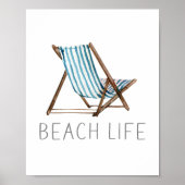 Beach Life Quote Nautical Beach Zomerstoel Poster (Voorkant)