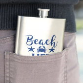 Beach LIFE Quote Nautical Coastal Summer Navy Flacon (Voorbeeld)