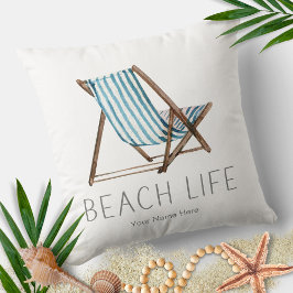 Beach Life Quote Nautical Summer Vacature Stoel Kussen