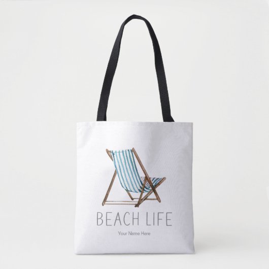 Beach Life Quote Nautical Summer Vacature Stoel Tote Bag (Voorkant)