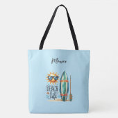 Beach life quote surven bordnaam tote bag (Voorkant)