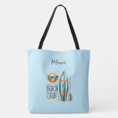 Beach life quote surven bordnaam tote bag (Achterkant)