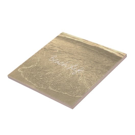 Beach Life Quottes Clear Ocean Sandy Golden Water Tegeltje (Zijkant)
