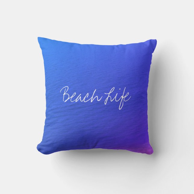Beach Life Quottes Ocean Water Neon Blue Abstract Buitenkussen (Voorkant)
