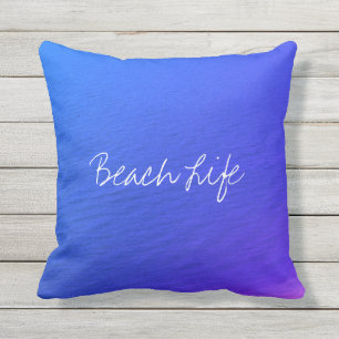 Beach Life Quottes Ocean Water Neon Blue Abstract Buitenkussen