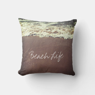 Beach Life Quottes Waves Ocean Coastal Sandy Water Buitenkussen