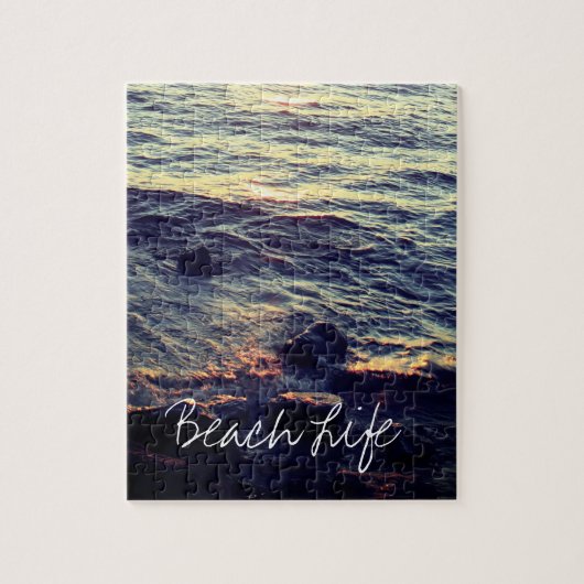 Beach Life Quottes Waves Ocean Sunset Water Gift Legpuzzel (Verticaal)