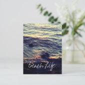 Beach Life Quottes Waves Ocean Sunset Water Schild Briefkaart (Staand voorkant)